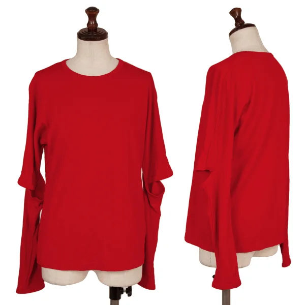 COMME des GARCONS Elbow Switching Wool Long Sleeve Top Red S-M K-174266_001
