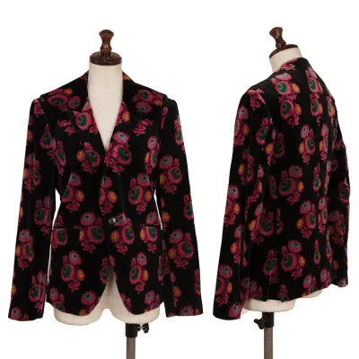 COMME des GARCONS Floral Sailor-Collar Velour Jacket