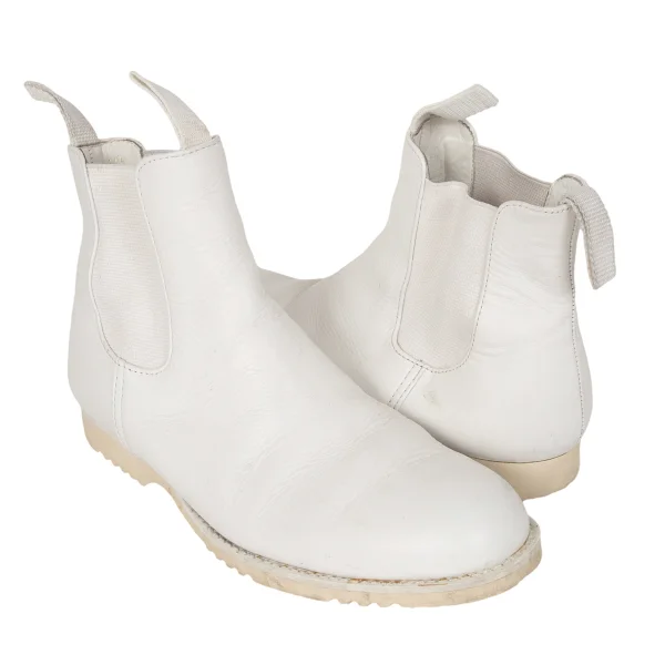 COMME des GARCONS Leather Side Gore Boots White 23.5 K-174288_001