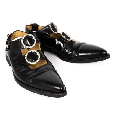 COMME des GARCONS Rhinestone Buckle Leather Shoes
