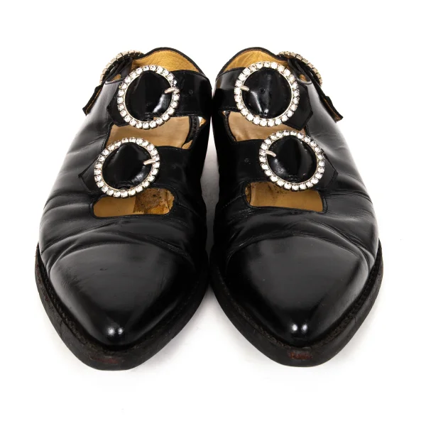 COMME des GARCONS Rhinestone Buckle Leather Shoes K-174290_002