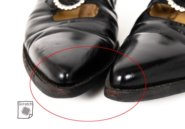 COMME des GARCONS Rhinestone Buckle Leather Shoes K-174290_003