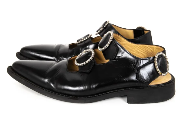 COMME des GARCONS Rhinestone Buckle Leather Shoes K-174290_004