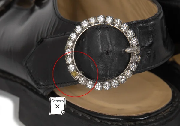COMME des GARCONS Rhinestone Buckle Leather Shoes K-174290_006