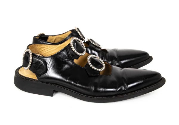 COMME des GARCONS Rhinestone Buckle Leather Shoes K-174290_007