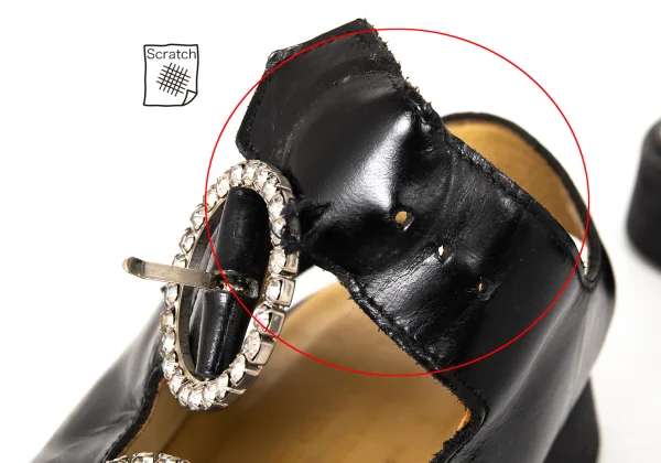 COMME des GARCONS Rhinestone Buckle Leather Shoes K-174290_009
