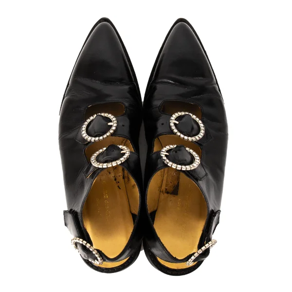COMME des GARCONS Rhinestone Buckle Leather Shoes K-174290_010