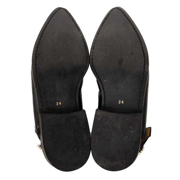 COMME des GARCONS Rhinestone Buckle Leather Shoes K-174290_014