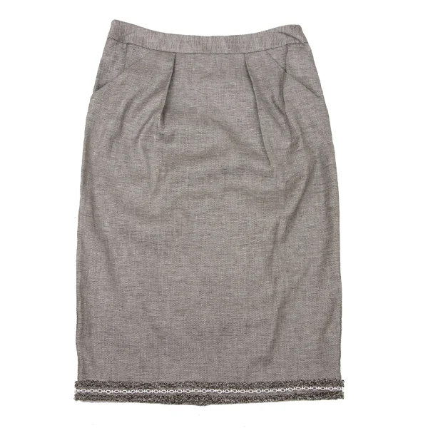 ヨシエイナバyoshie inaba リネン混チェーンフリンジテーピングセットアップ 茶白9 K-174299_012