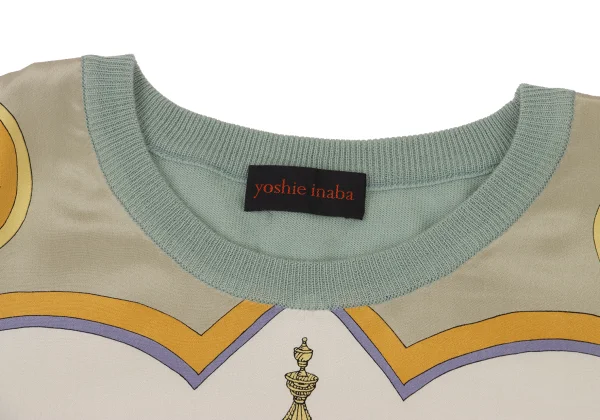 yoshie inaba Scarf Switching Wool Knit Sweater K-174303_004