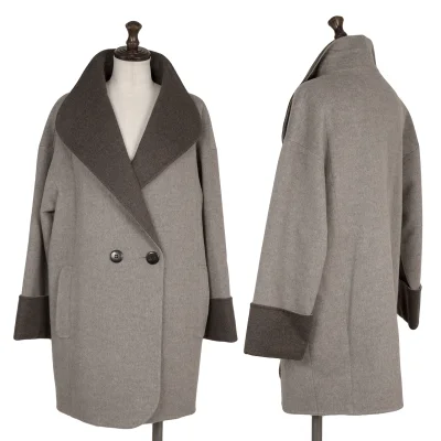 yoshie inaba Cashmere Blend Wool Mossa Shawl Collar Coat