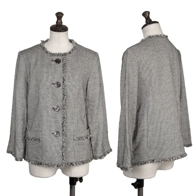 yoshie inaba Linen Blend Fringe Trim Jacket