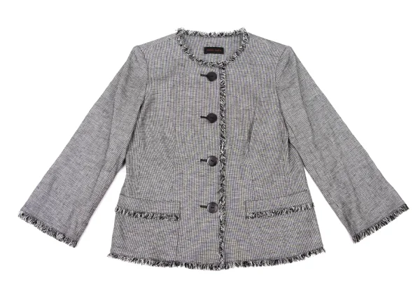 yoshie inaba Linen Blend Fringe Trim Jacket & Skirt K-174312_003