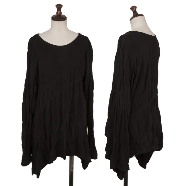 Y's Ribbed Switching Asymmetry T-shirt Black 2 K-174314_001