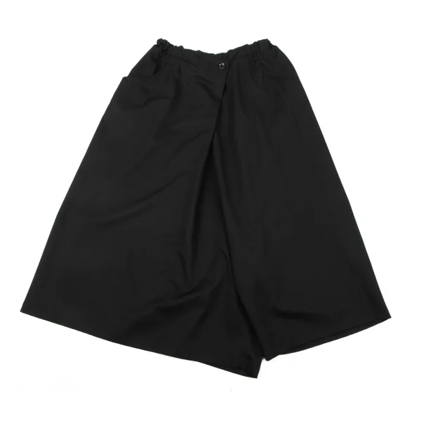 Y's Wool Gabardine Asymmetry Wide Dropped Crotch Pants Black 1 K-174317_001