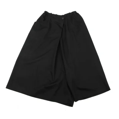 Y's Wool Gabardine Asymmetry Wide Dropped Crotch Pants