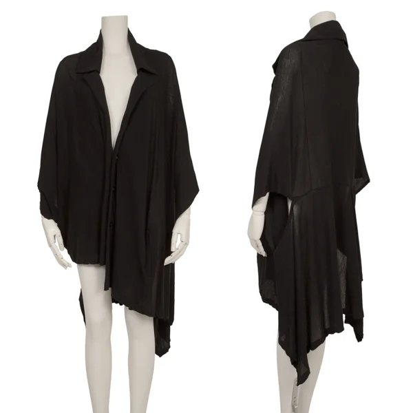 Y's Asymmetry Cotton Drape Cardigan Black 2 K-174321_001