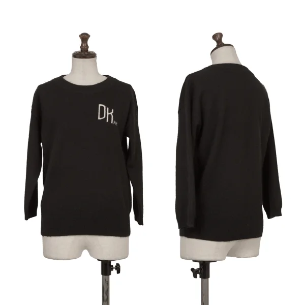 DKNY Wool Angola Logo Knit Sweater Black P/S K-174325_001