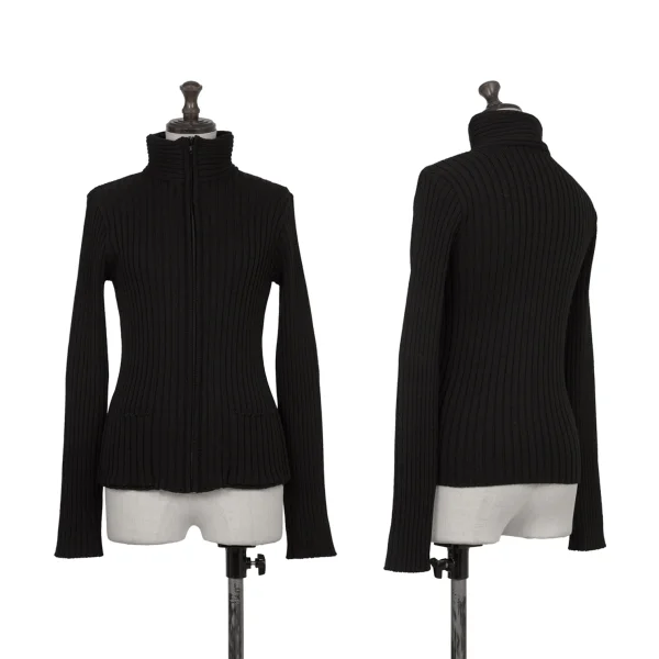 agnes b. Wool Rib Trucker Knit Top Black 1 K-174326_001