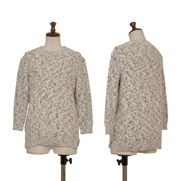 Theory Cotton Blend 3/4 Sleeve Knit Sweater White S K-174329_001