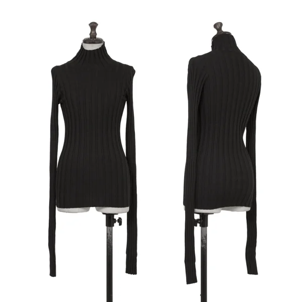 TAKESHI KOSAKA by Y's Pink Label Wool Long Sleeve Rib Knit Sweater Black 2 K-174333_001