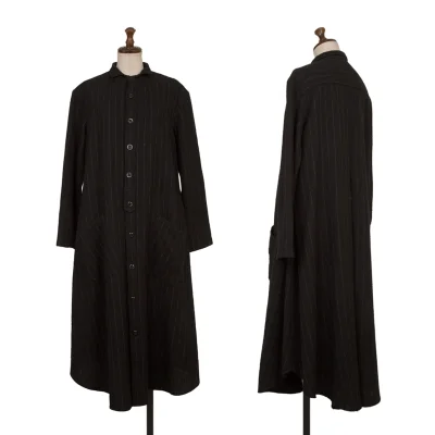 Y's Brushed Wool Stripe Stand-Collar Dress