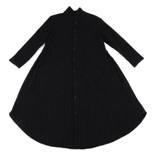 Y's Brushed Wool Stripe Stand-Collar Dress K-174345_002