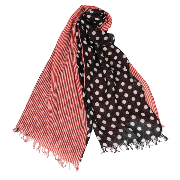 Unbranded Stripe Dot Panel Stole Red,Black  K-174346_001