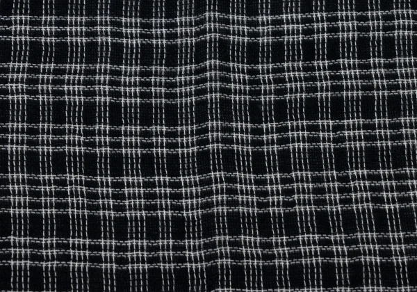 Y's Mixed Panel Check Fringe Stole K-174348_006