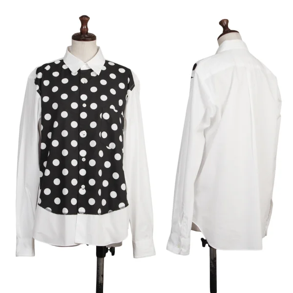 BLACK COMME des GARCONS Front Dot Print Switching Shirt White,Black S K-174354_001