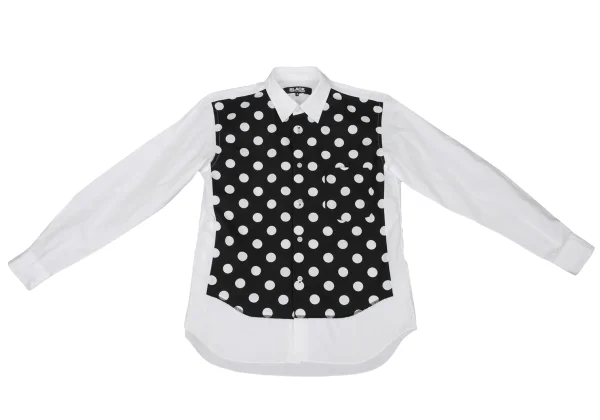BLACK COMME des GARCONS Front Dot Print Switching Shirt K-174354_002