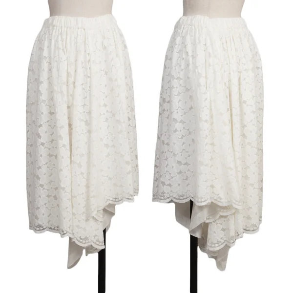 COMME des GARCONS Cotton-Nylon Floral Lace 2Way Pants Skirt White XS K-174357_001