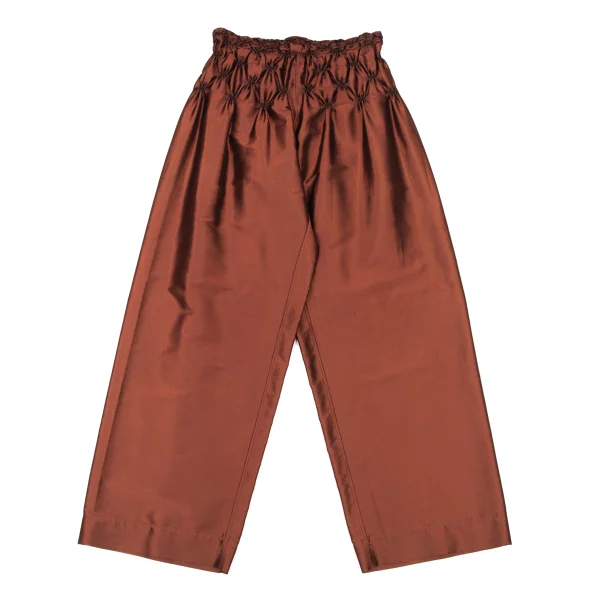 ISSEY MIYAKE Shiny Waist Gather Wide Pants Brown 2 K-174359_001