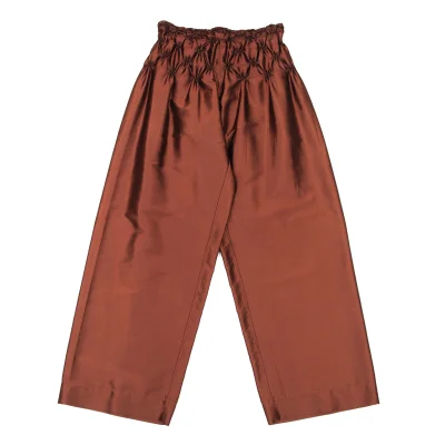 ISSEY MIYAKE Shiny Waist Gather Wide Pants