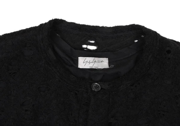 Yohji Yamamoto POUR HOMME Distressed Reversible Knit Cardigan K-174360_003
