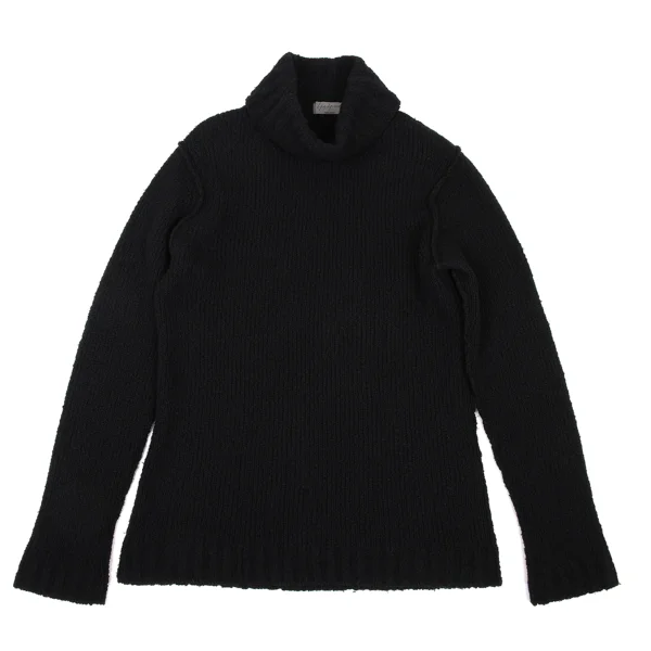 Yohji Yamamoto POUR HOMME Low Gauge Wool Turtleneck Knit Sweater Black 3 K-174361_001