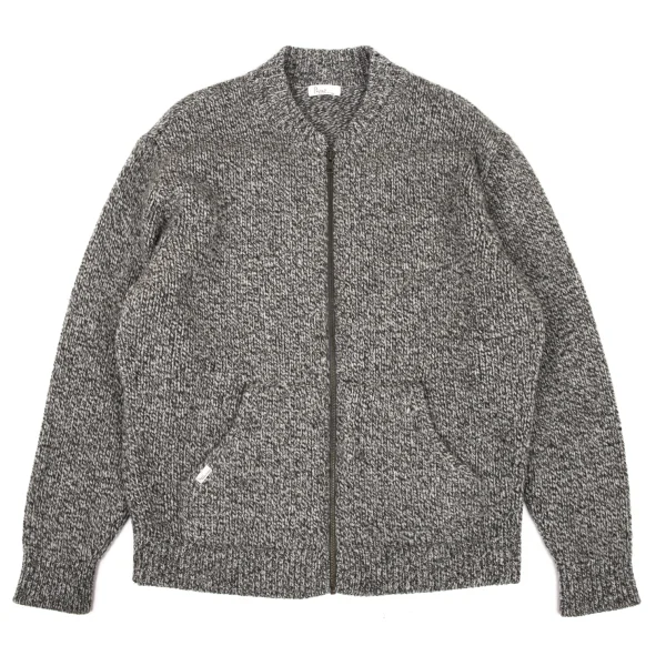Papas Wool Marble Zip-Up Knit Cardigan Grey M-L K-174364_001