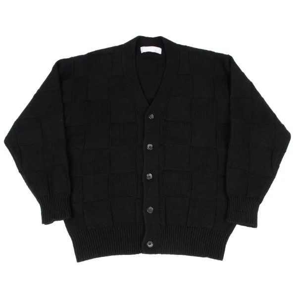 COMME des GARCONS HOMME Square Panel Detailing Wool Knit Cardigan Black M-L K-174366_001