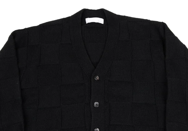 COMME des GARCONS HOMME Square Panel Detailing Wool Knit Cardigan K-174366_002