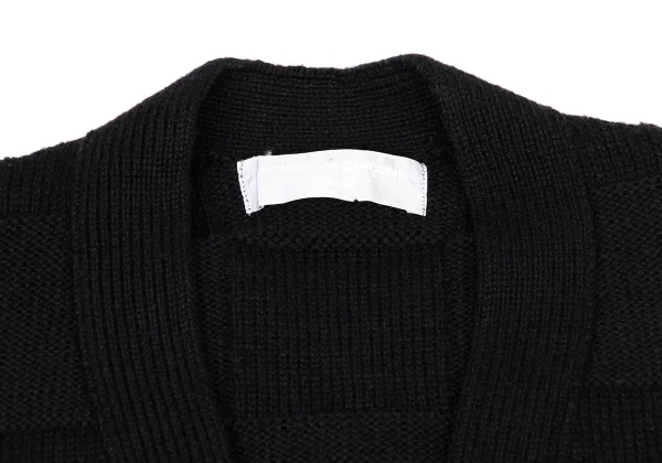 COMME des GARCONS HOMME Square Panel Detailing Wool Knit Cardigan K-174366_003