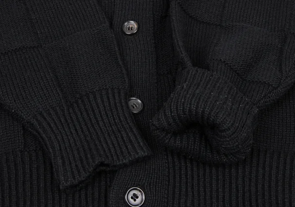 COMME des GARCONS HOMME Square Panel Detailing Wool Knit Cardigan K-174366_006