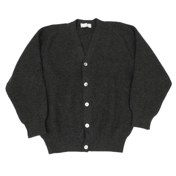 COMME des GARCONS HOMME Wool Blend Fabric Knit Cardigan Charcoal M-L K-174367_001
