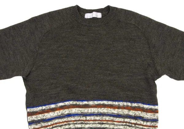 COMME des GARCONS HOMME Wool Colorful Striped Switching Knit Sweater K-174370_002