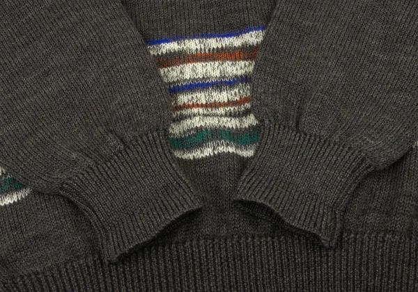 COMME des GARCONS HOMME Wool Colorful Striped Switching Knit Sweater K-174370_005