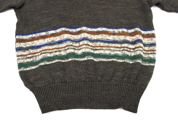 COMME des GARCONS HOMME Wool Colorful Striped Switching Knit Sweater K-174370_007