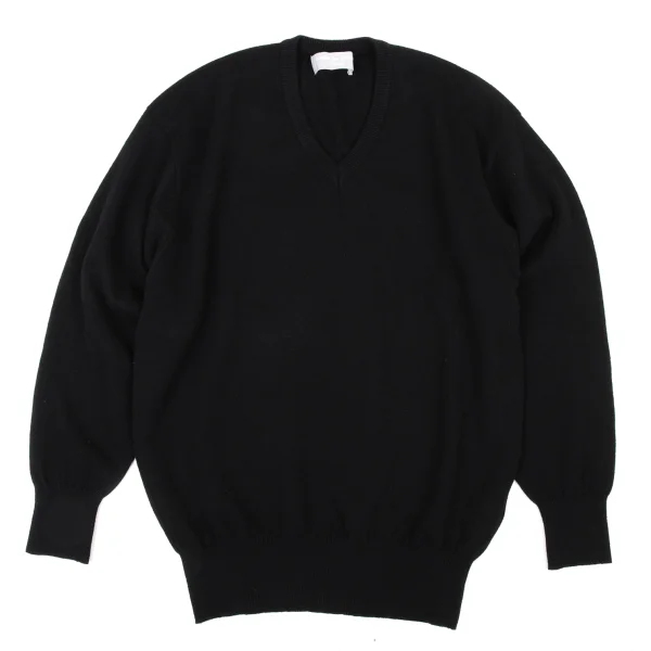 COMME des GARCONS HOMME Wool Blend V-neck Knit Sweater Black M-L K-174371_001