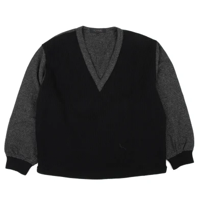 COMME des GARCONS HOMME Wool Bicolor Switching V-neck Knit Sweater