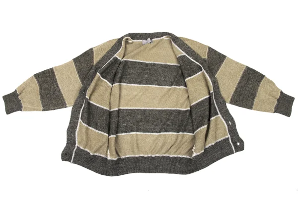 COMME des GARCONS HOMME Linen Striped Bicolor Knit Cardigan K-174374_010