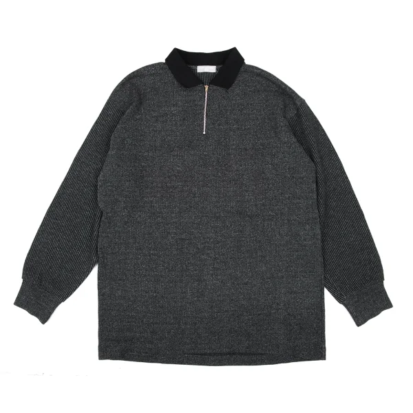 COMME des GARCONS HOMME Cotton Poly Half Zip Knit Sweater Grey,Black M-L K-174376_001