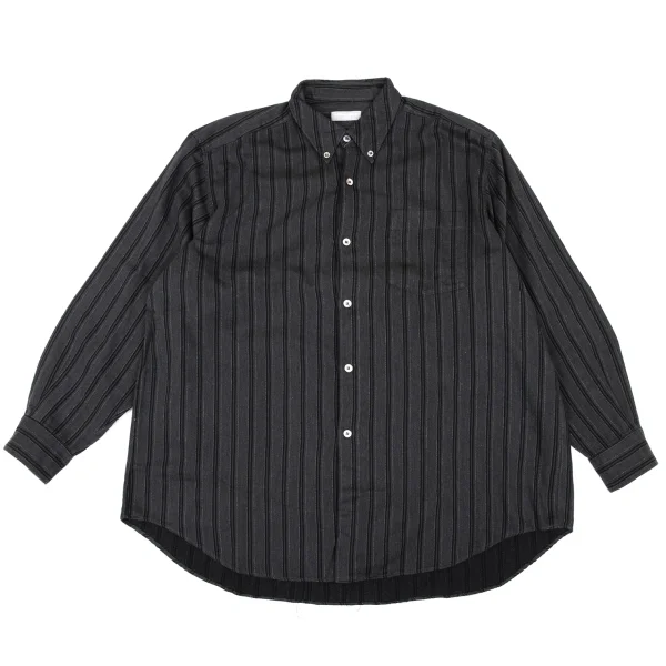 COMME des GARCONS HOMME Cotton Stripe Button-Down Shirt Grey,Black M-L K-174379_001